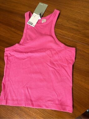 H&M Ribbed Crewneck Tank in Hot Pink